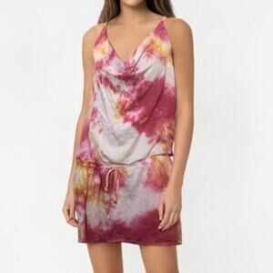 Hand-Dyed Upcycled Tie Dyed Pink, Yellow & White Blouson Sundress Size Large